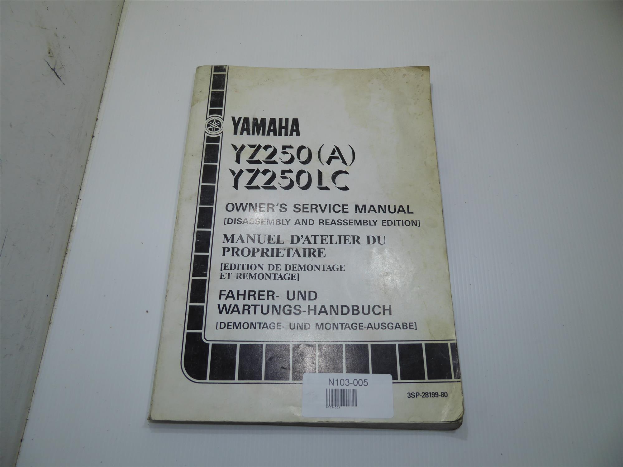 Yamaha YZ 250 1990 Fahrer- und Wartungshandbuch 3SP-28199-80