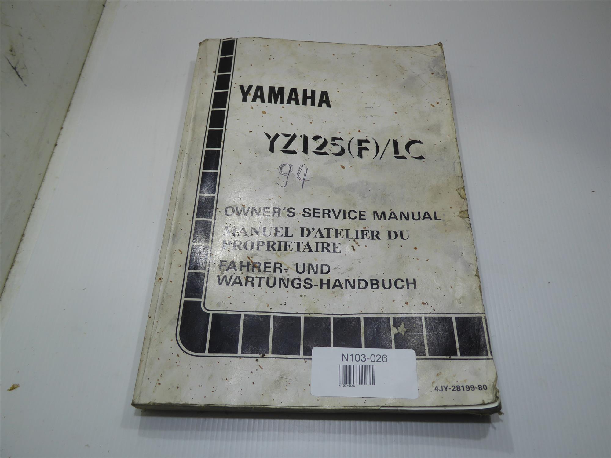 Yamaha YZ 125 1994 Fahrer- und Wartungshandbuch 4JY-28199-80