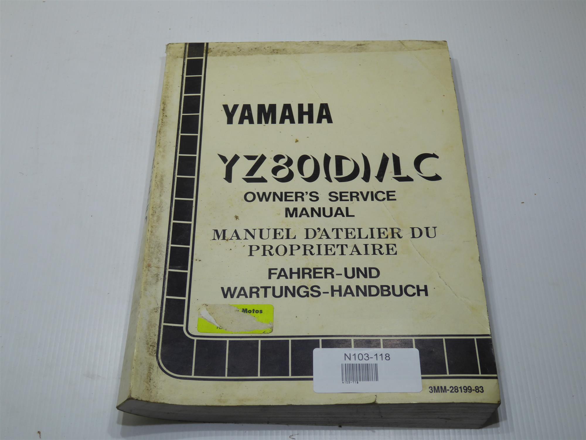Yamaha YZ 80 1992 Fahrer- und Wartungshandbuch 3MM-28199-83