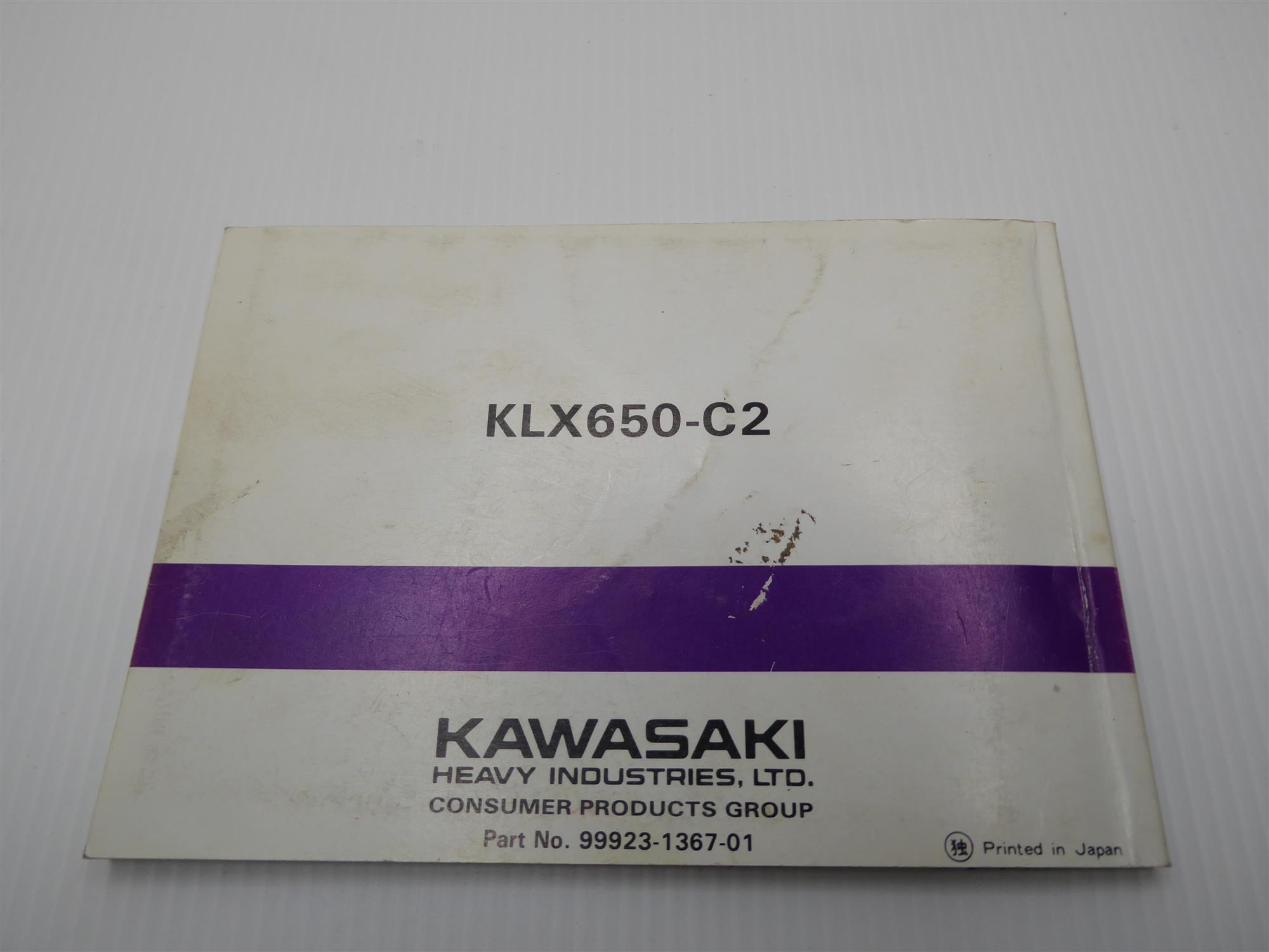 Kawasaki KLX 650 Betriebsanleitung 99923-1367-01