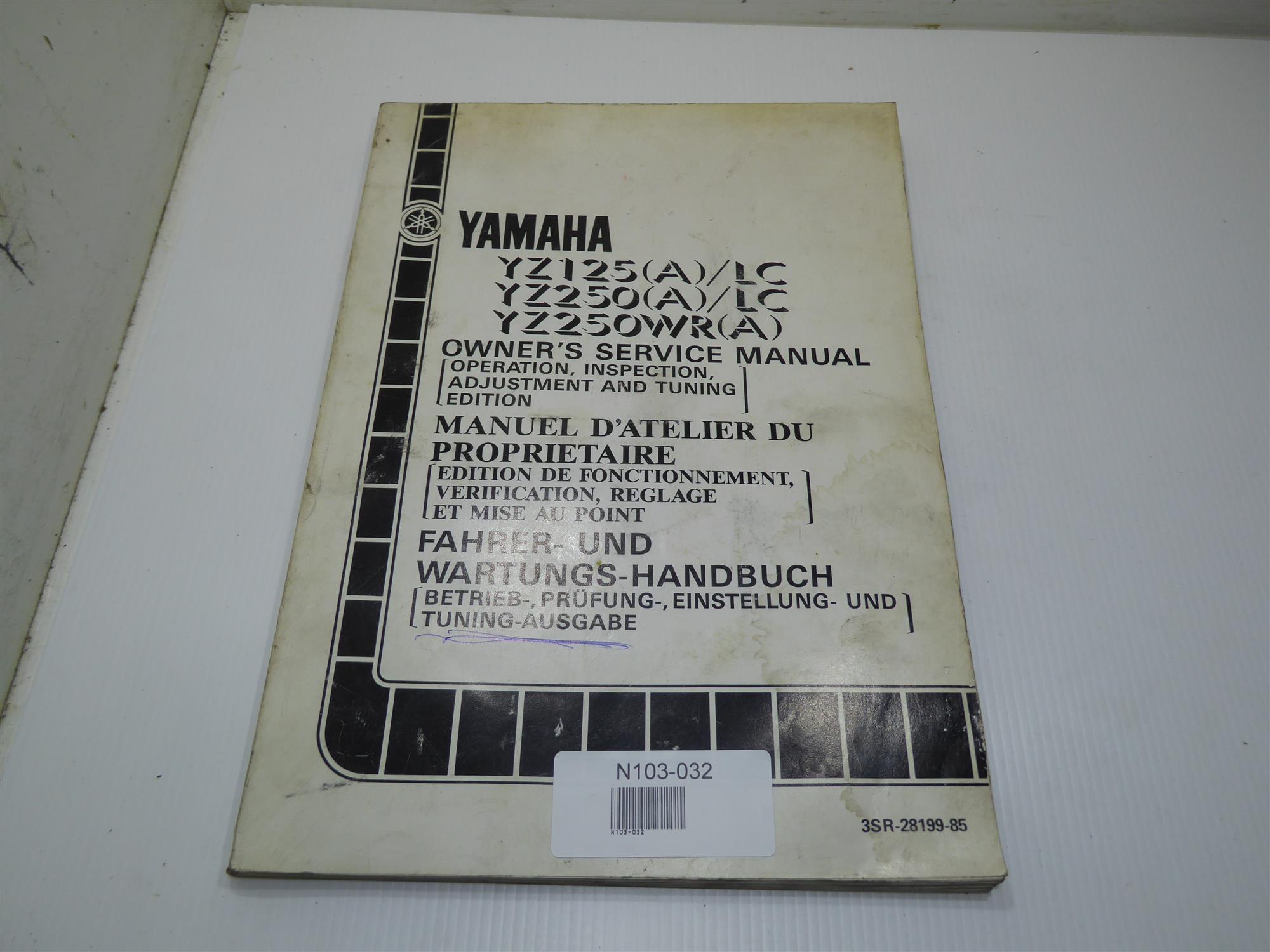 Yamaha YZ 125 250 1990 Fahrer- und Wartungshandbuch Tuning 3SR-28199-85