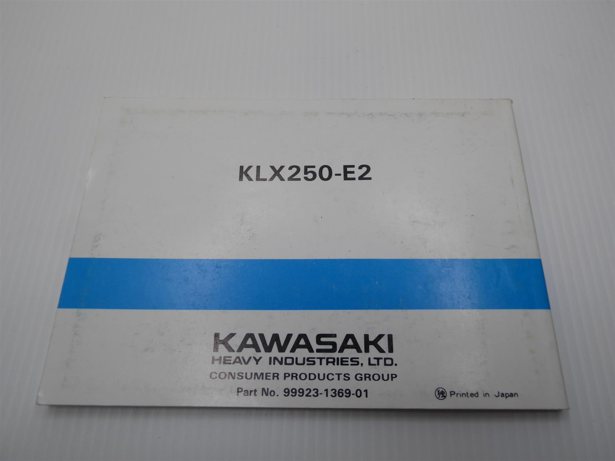 Kawasaki KLX 250 Betriebsanleitung 99923-1369-01