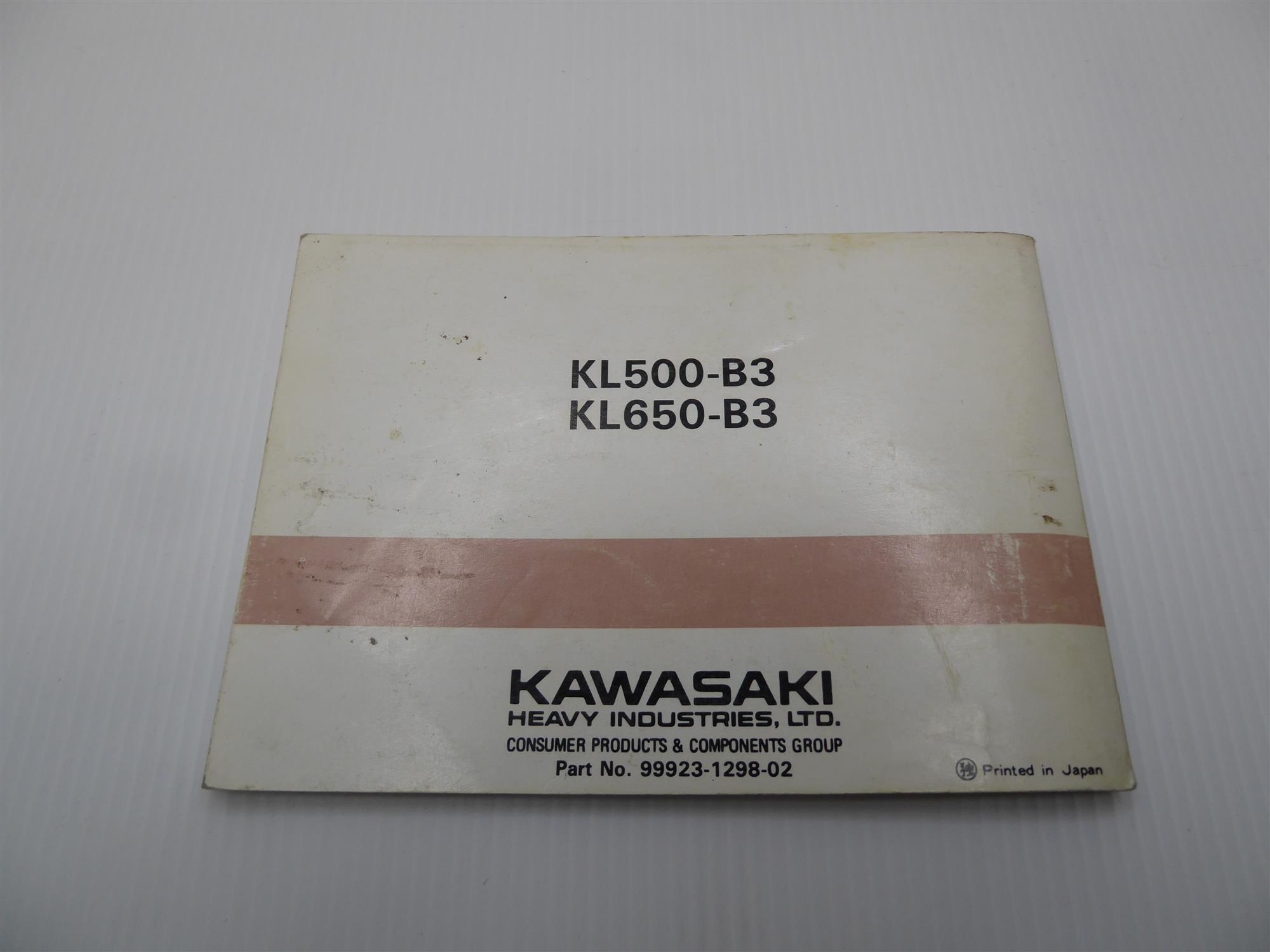Kawasaki KL 500 650 Betriebsanleitung 99923-1298-02